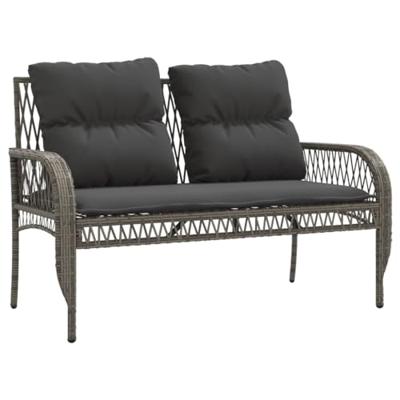 4-delige Loungeset met kussens poly rattan grijs