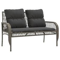 4-delige Loungeset met kussens poly rattan grijs - thumbnail
