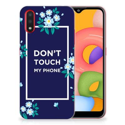 Samsung Galaxy A01 Silicone-hoesje Flowers Blue DTMP Samsung Galaxy A01 Silicone-hoesje Flowers Blue DTMP