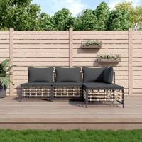 4-delige Loungeset met kussens poly rattan antracietkleurig - thumbnail