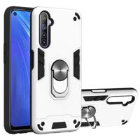 Voor OPPO Realme 6 2 in 1 Armour Series PC + TPU beschermhoes met ringhouder(zilver) - thumbnail