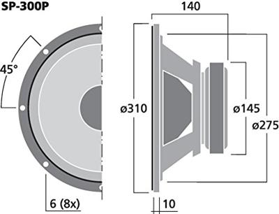 Monacor SP-300P 12 inch 31 cm Woofer 100 W 8 Ω