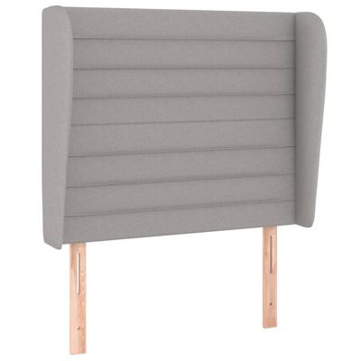 Hoofdbord met randen 83x23x118/128 cm stof lichtgrijs - thumbnail