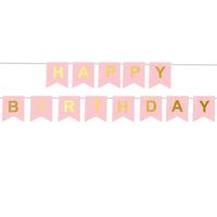 Happy Birthday Vlaggen (Roze) - thumbnail