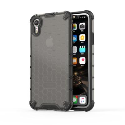 Schokbestendige honingraat PC + TPU beschermhoes voor iPhone XR (zwart)