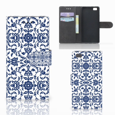 Huawei Ascend P8 Lite Hoesje Flower Blue Huawei Ascend P8 Lite Hoesje Flower Blue