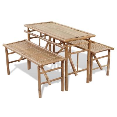 VidaXL Biertafel met 2 bankjes 100 cm bamboe VidaXL Biertafel met 2 bankjes 100 cm bamboe
