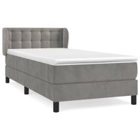 Boxspring met matras fluweel lichtgrijs 90x200 cm - thumbnail