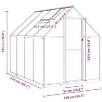 Tuinkas met basisframe 224x169x195 cm aluminium zilverkleurig - thumbnail