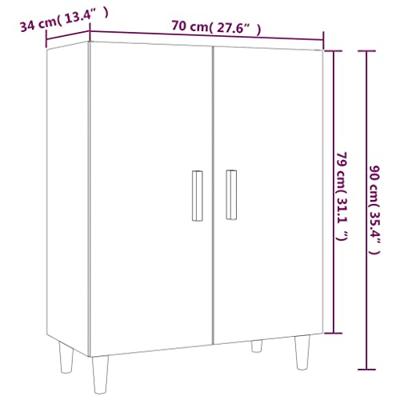 Dressoir 70x34x90 cm bewerkt hout grijs sonoma eikenkleurig