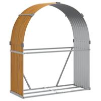 VidaXL Haardhoutopslag 120x45x140 cm gegalvaniseerd staal lichtbruin - thumbnail