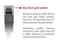 Monoprice Cat6 Ethernet-patchkabel, netwerk-internetkabel, RJ45, geëxtrudeerd, 550 MHz, UTP, zuiver blank koperdraad, 24 AWG, 22,9 m, groen - thumbnail