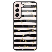 Samsung Galaxy S22 glazen hardcase - Hart streepjes - thumbnail