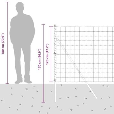 VidaXL Hek met paal grijs 1,2 x 10 m staal