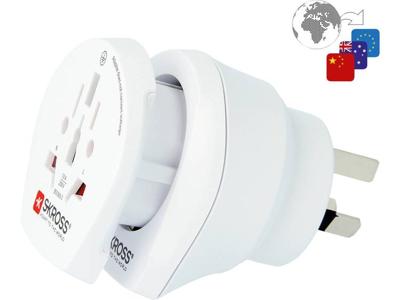 SKROSS | 1.500210-E | Combo World to Australia | Reisadapter naar Europa, Australië en China. 2 in 1 - Spanning en vermogen 100V – 1000W / 250V – 2500W - KID SAFE anti-elektrische schokbescherming