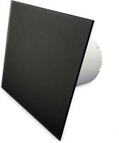 Whisper Pro-design Badkamerventilator - Ø100mm - Met Nalooptimer + Vochtsensor - Vlak Glas - Mat Zwart - Zwarte Ventilator