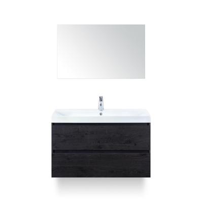 Maxx XL Badmeubelset 100 cm - Black Oak - Wastafel Just 1 kraangat - met Spiegel