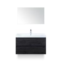 Maxx XL Badmeubelset 100 cm - Black Oak - Wastafel Just 1 kraangat - met Spiegel - thumbnail