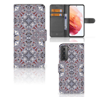 Samsung Galaxy S21 | Bookcase | Flower Tiles - thumbnail