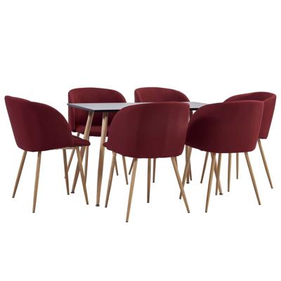 vidaXL 7-delige Eethoek stof wijnrood vidaXL 7-delige Eethoek stof wijnrood