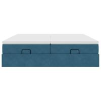 Ottoman bed met matrassen 180x200cm fluweel donkerblauw - thumbnail