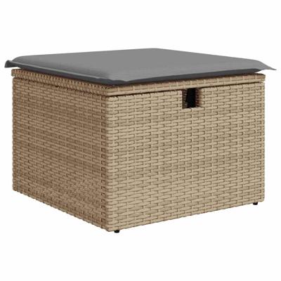 4-delige Loungeset met kussens poly rattan beige - thumbnail