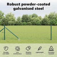 VidaXL Afrasteringspaal 13 pcs groen staal - thumbnail