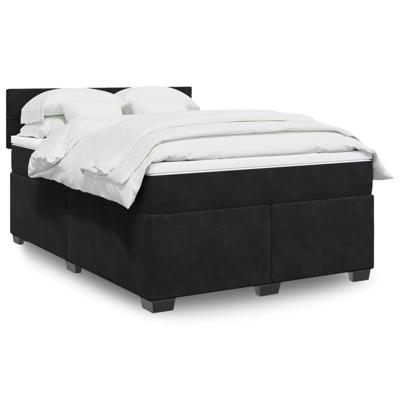 Boxspring met matras fluweel zwart 160x200 cm