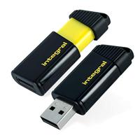Integral Pulse USB 2.0 stick, 64 GB, zwart/geel - thumbnail