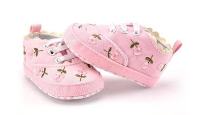 Baby meisje schoenen kant bloemen geborduurd zachte schoenen lopen peuter Kids schoenen grootte: 12cm (roze)