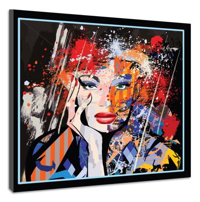 Schilderij - Abstracte Vrouw, Graffiti, Premium Print, wanddecoratie