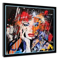 Schilderij - Abstracte Vrouw, Graffiti, Premium Print, wanddecoratie - thumbnail