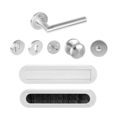 Intersteel Voordeurset veiligheidsbeslag SKG3 rond rozet kerntrekbeveiliging geborsteld RVS