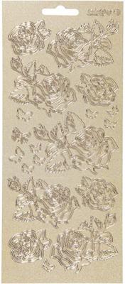 Stickers, rozen, vel 10x23 cm, goud, 1 vel