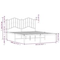 Bedframe met hoofdbord metaal wit 135x190 cm - thumbnail