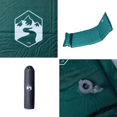 VidaXL Kampeermatras met kussen zelfopblazend 1-persoons groen VidaXL Kampeermatras met kussen zelfopblazend 1-persoons groen