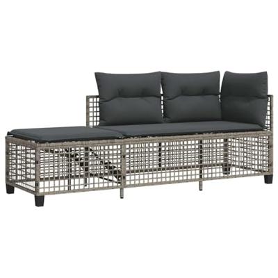 3-delige Loungeset met kussens poly rattan grijs 3-delige Loungeset met kussens poly rattan grijs