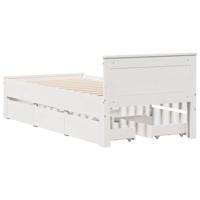 Bedframe met hoofdbord zonder matras grenenhout wit 75x190 cm - thumbnail