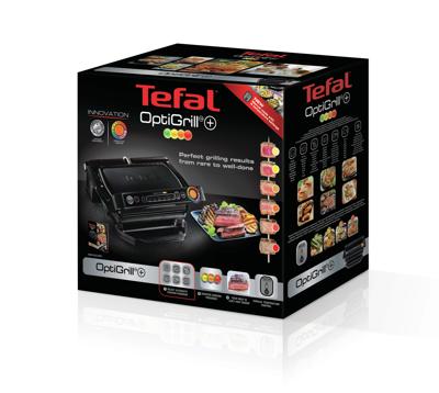 Tefal GC7128 OptiGrill+ Schwarz Contactgrill Elektrisch, Tafel Grillfunctie, Anti-aanbaklaag, Controlelampje Zwart