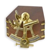 Messing sextant in houten kist - thumbnail