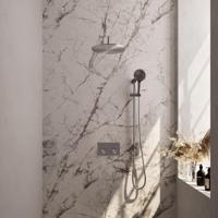 Brauer Brushed Carving Thermostatische Regendoucheset Inbouw - Hoofddouche 30 cm - Gebogen Wandarm - Met Drukknoppen - Handdouche 3 Standen - Doucheslang - Geintegreerde Glijstang - Rvs - thumbnail