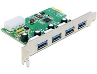 Delock 89363 PCI Express x1-kaart naar 4 x externe USB Type-A femalee USB 5 Gbps - thumbnail