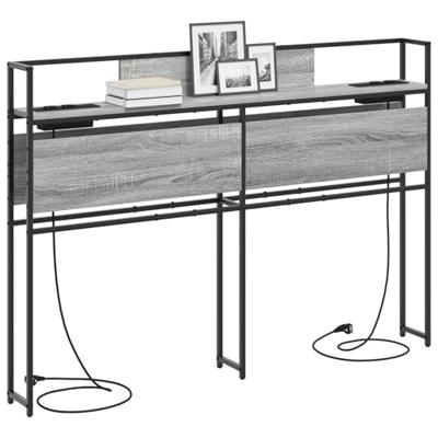 Opberghoofdbord met plank Grijs sonoma 160 cm Bewerkt hout