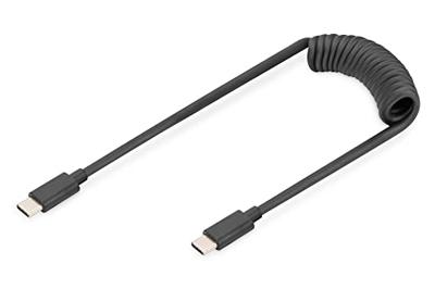 Digitus AK-300431-006-S USB-C Adapter [1x USB-C - 1x USB-C] Zwart Spiraalkabel 1 m