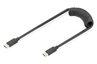 Digitus AK-300431-006-S USB-C Adapter [1x USB-C - 1x USB-C] Zwart Spiraalkabel 1 m - thumbnail