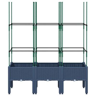 VidaXL Plantenbak met latwerk 120x40x142,5 cm polypropeen blauwgrijs