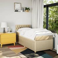 Boxspring met matras stof crèmekleurig 90x200 cm - thumbnail