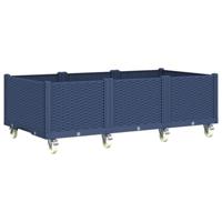 VidaXL Plantenbak met wielen 150x80x54 cm polypropeen blauwgrijs - thumbnail