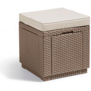 Cube multifunctionele voetenbank cappuccino met kussen Cube multifunctionele voetenbank cappuccino met kussen
