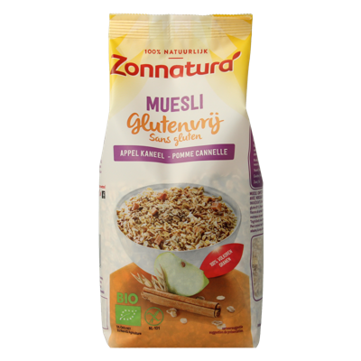 Zonnatura Muesli appel kaneel glutenvrij bio 375 Gram